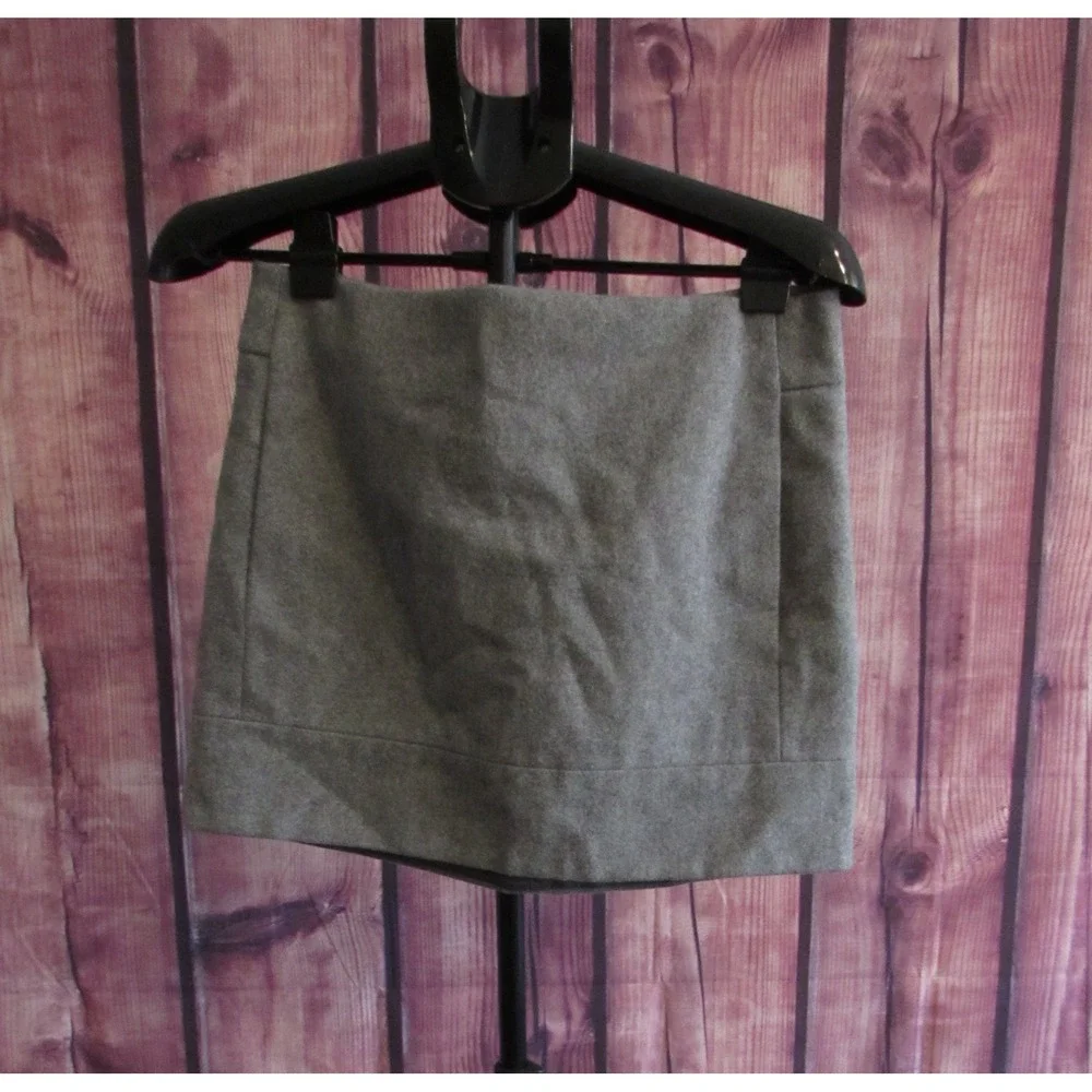 Vintage J.Crew Women's 100% Wool Melton A-Line Mini Skirt Gray Pockets 10 Preppy